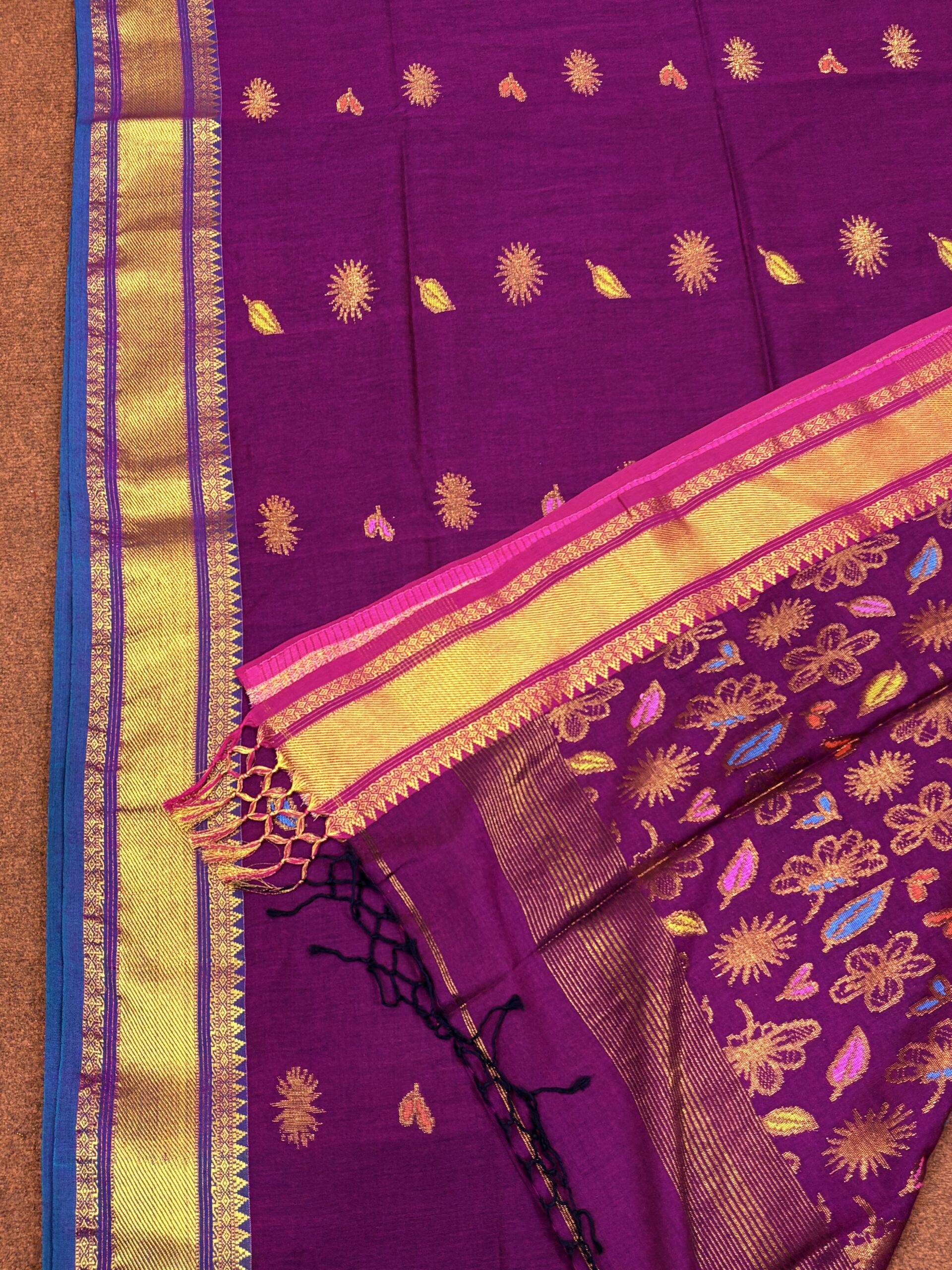 Wine Handloom Premium Soft Cotton Silk Party Wear Jamdani Saree with Blouse Piece - Image 6