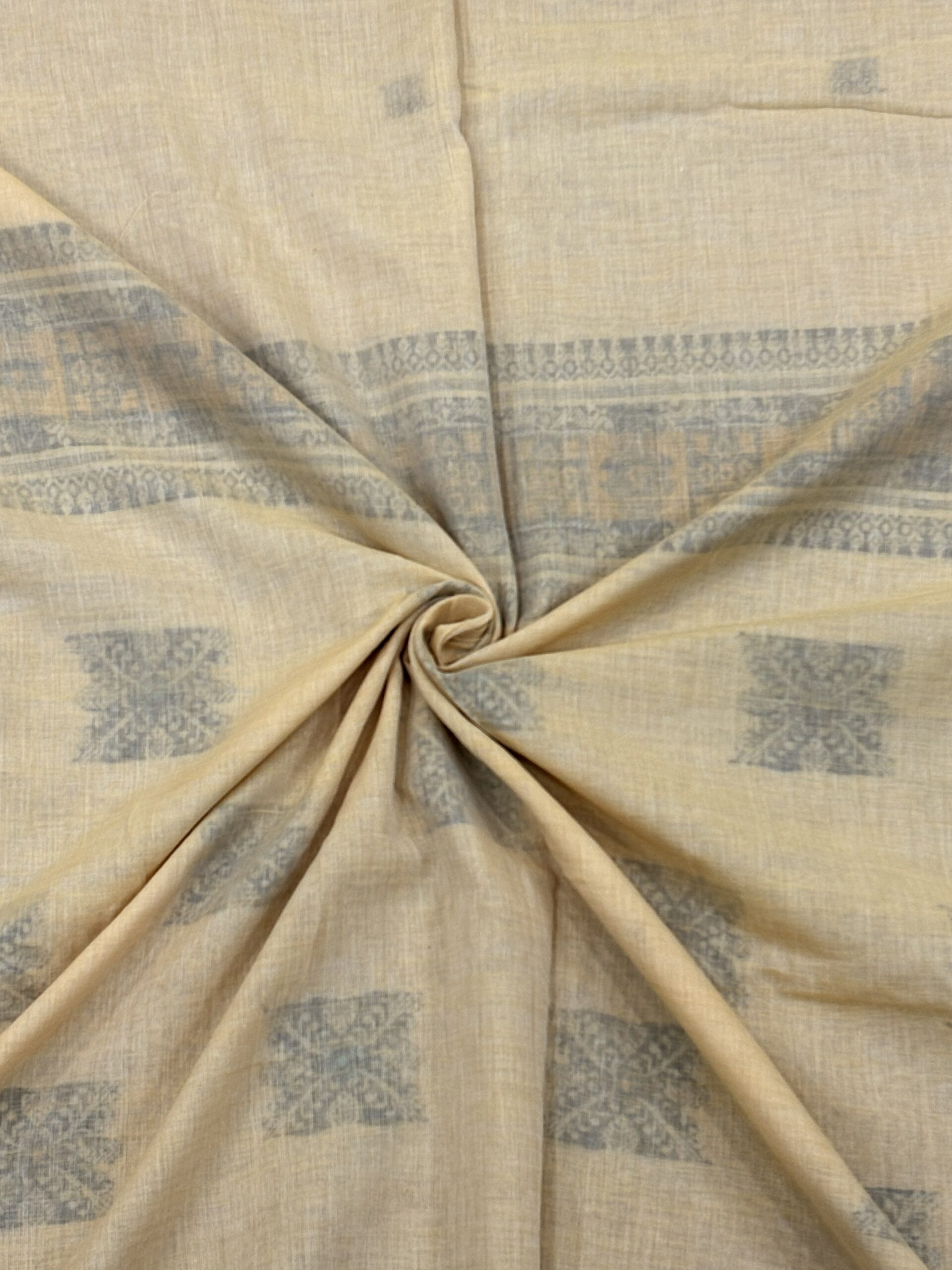 Beige Handloom Cotton Khadi Jamdani Saree - Image 7