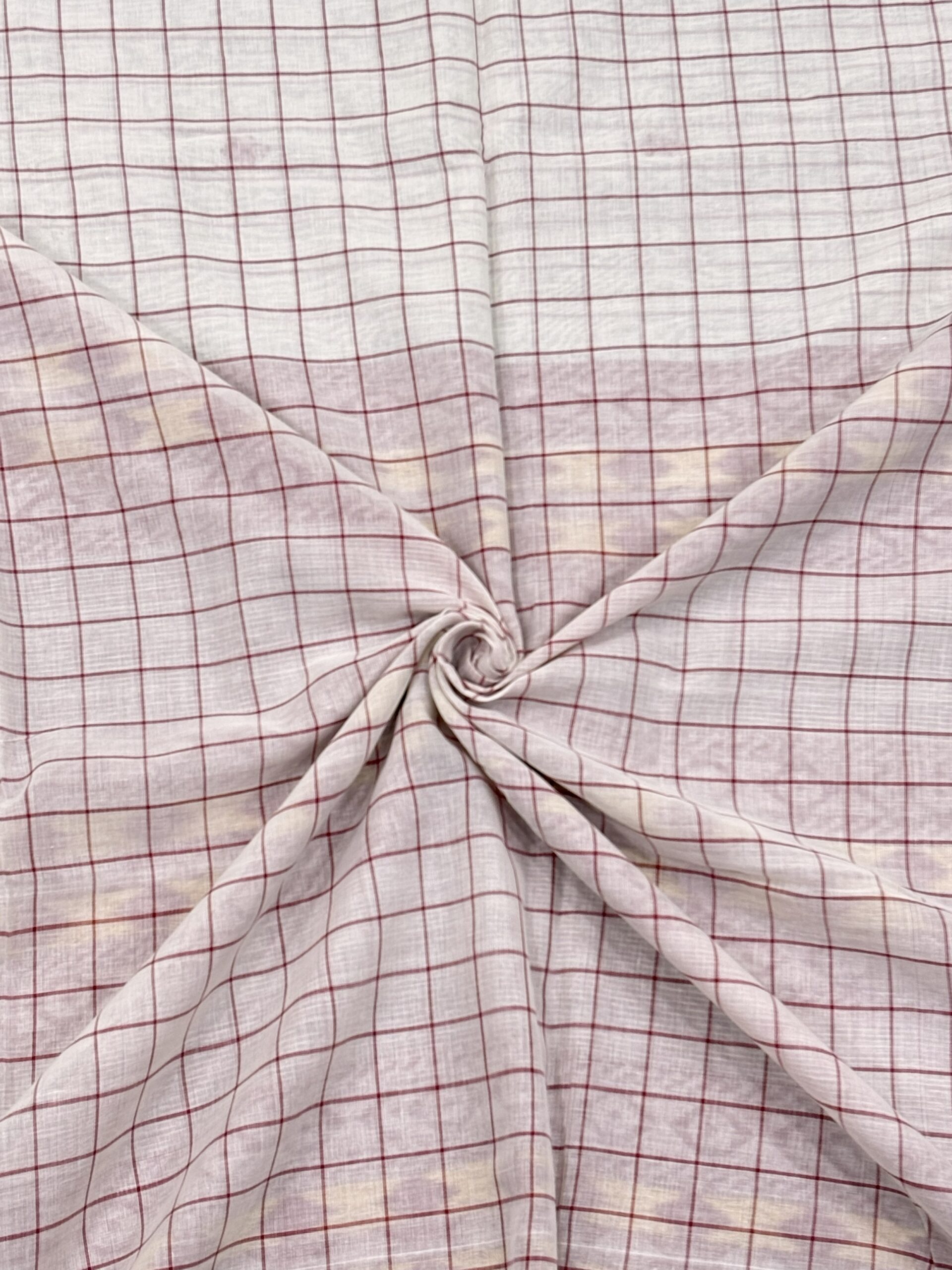 Off-White Handloom Mercerised Cotton Chacks Jamdani Saree - Image 6