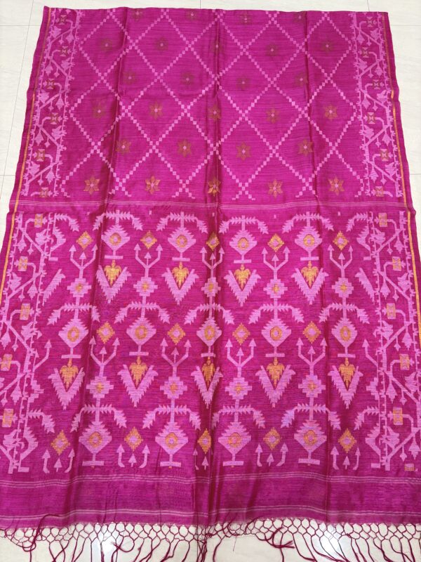 Pink Pure Resham Matka Handloom Allover Jamdani Saree