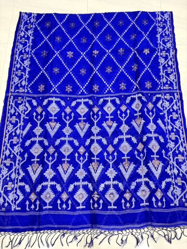 Royel Blue Pure Resham Matka Handloom Allover Jamdani Saree